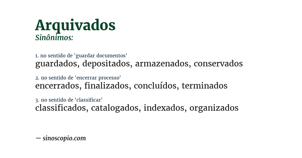 Sinônimo de arquivados