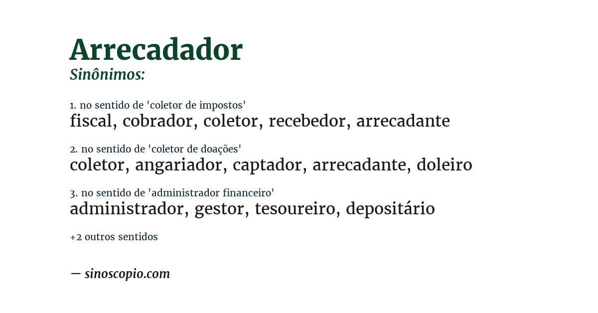 Sinônimo de arrecadador