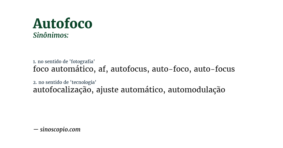 Sinônimo de autofoco