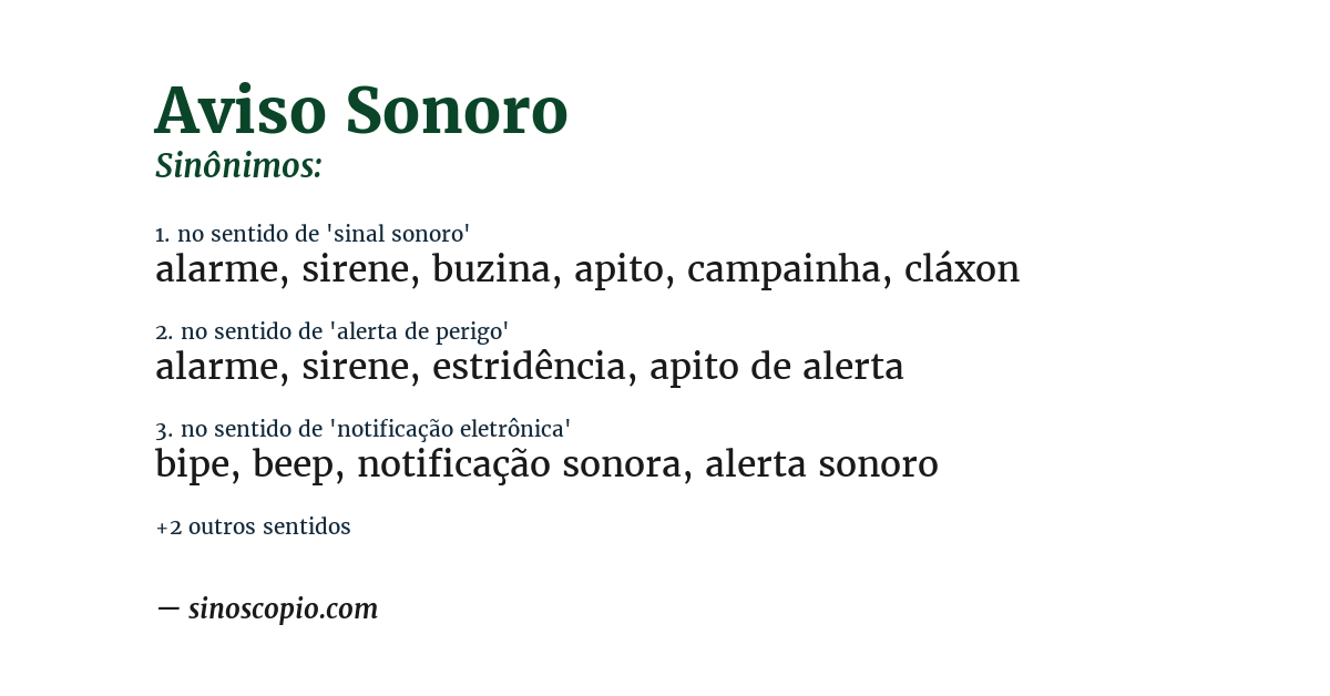 Sinônimo de aviso sonoro