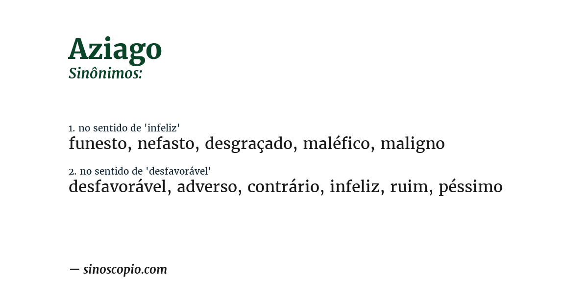 Sinônimo de aziago
