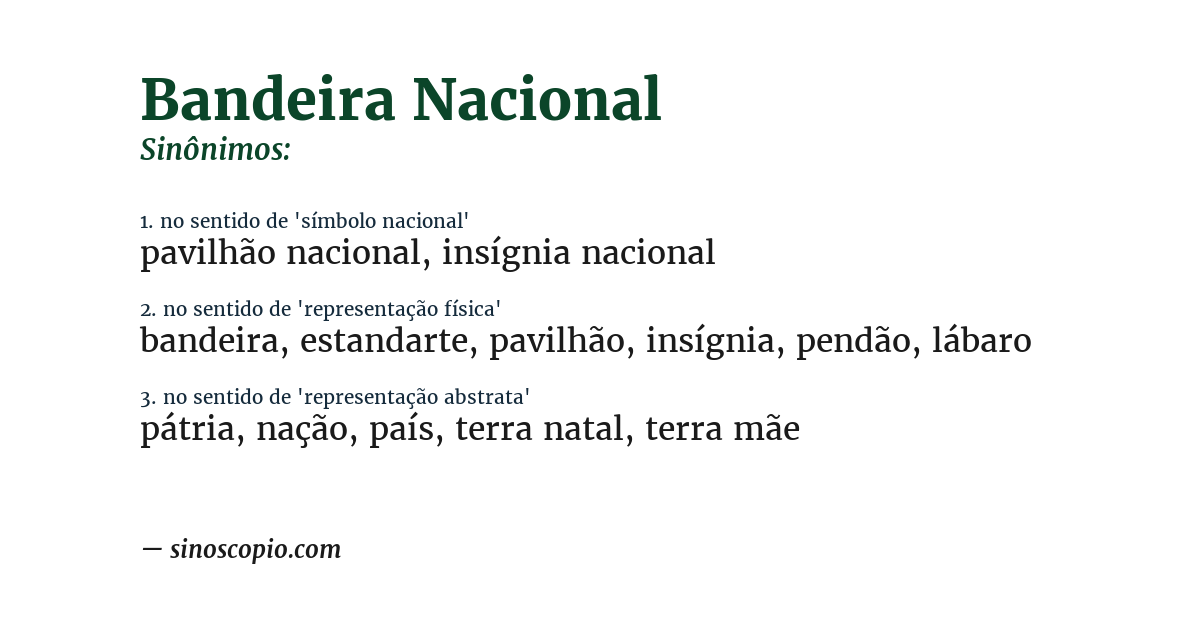 Sinônimo de bandeira nacional