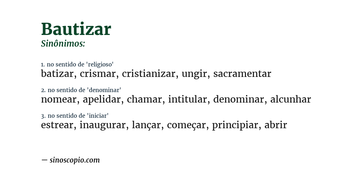 Sinônimo de bautizar