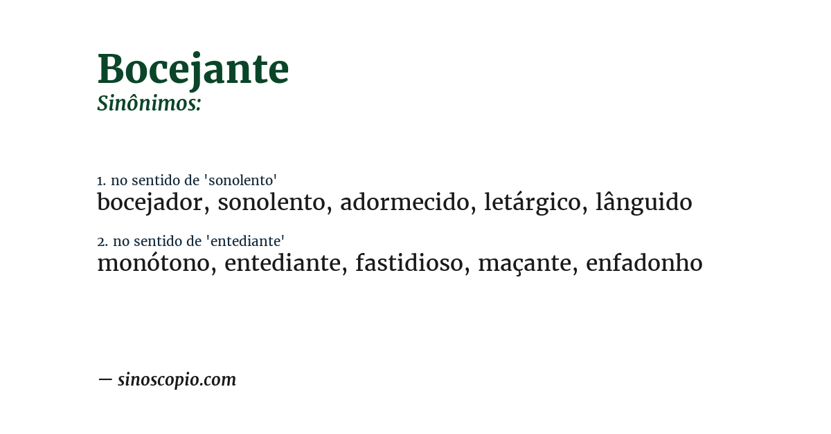 Sinônimo de bocejante