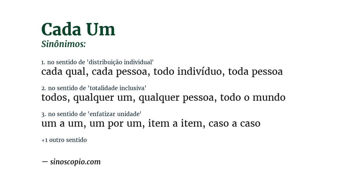 Sinônimo de cada um