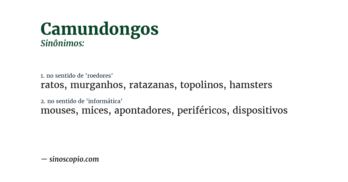 Sinônimo de camundongos