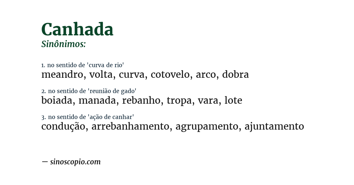 Sinônimo de canhada