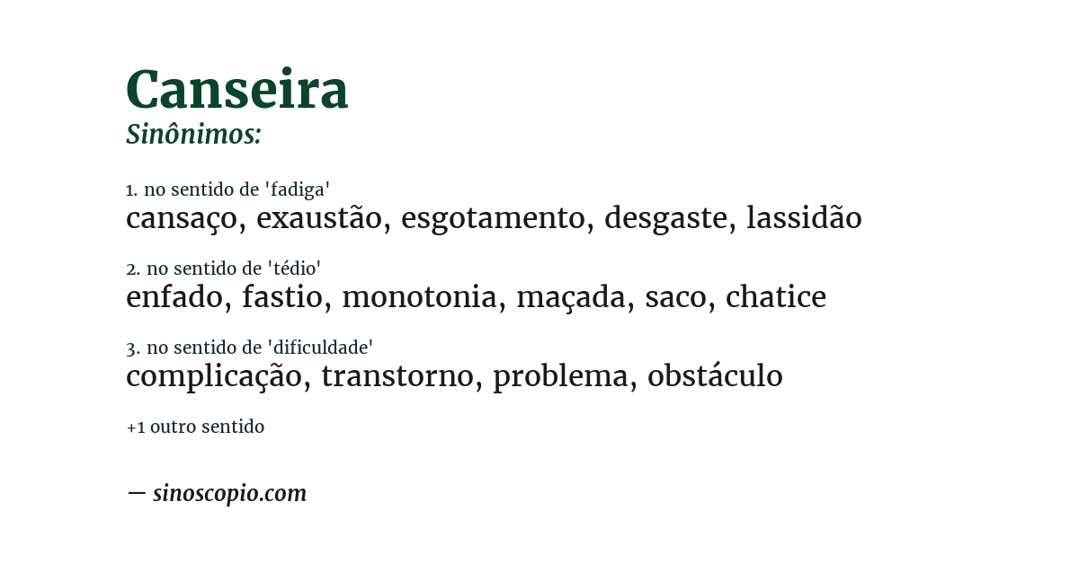 Sinônimo de canseira