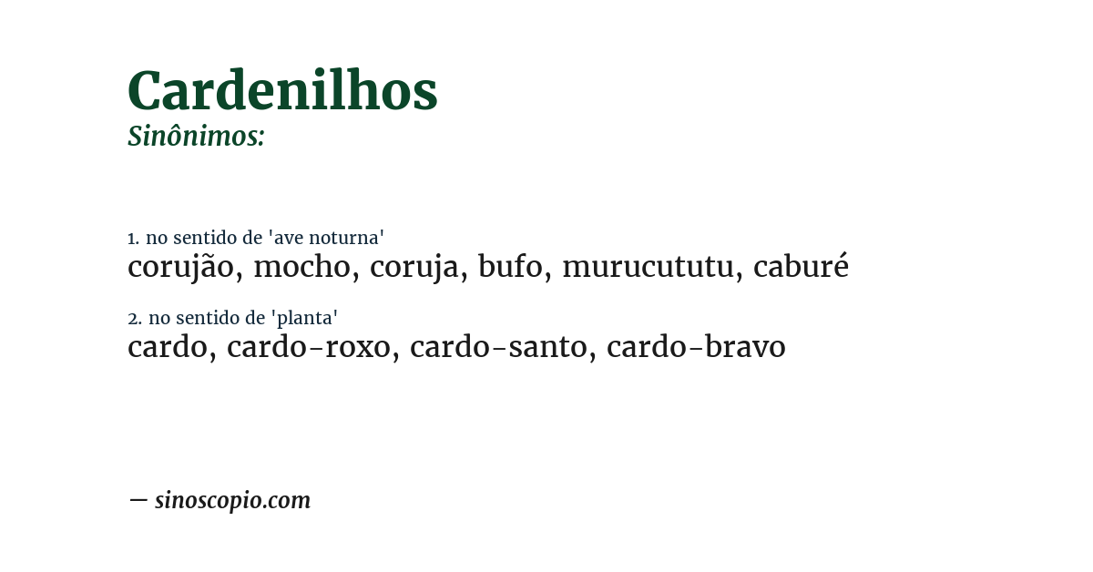 Sinônimo de cardenilhos