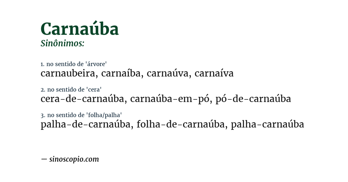 Sinônimo de carnaúba