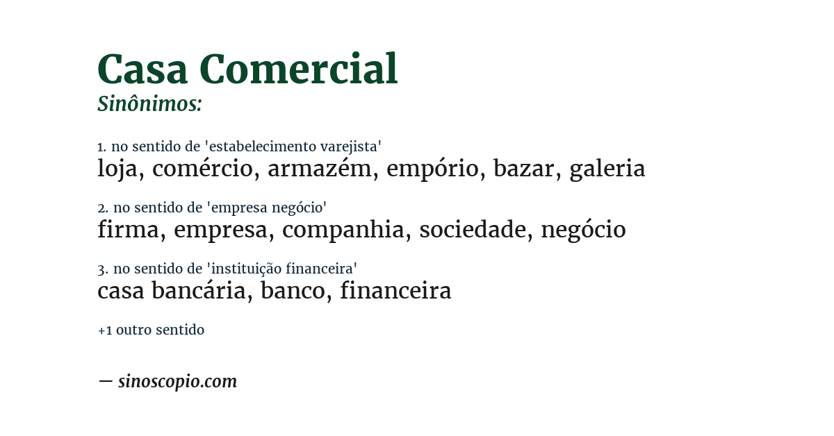 Sinônimo de casa comercial