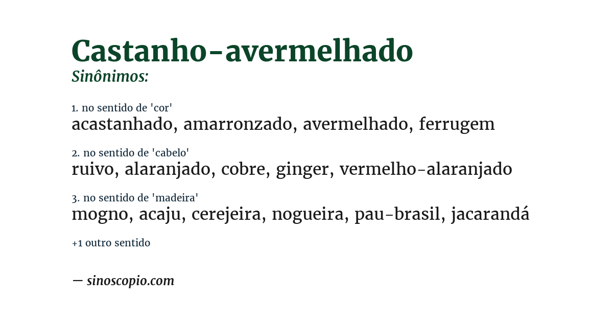 Sinônimo de castanho-avermelhado