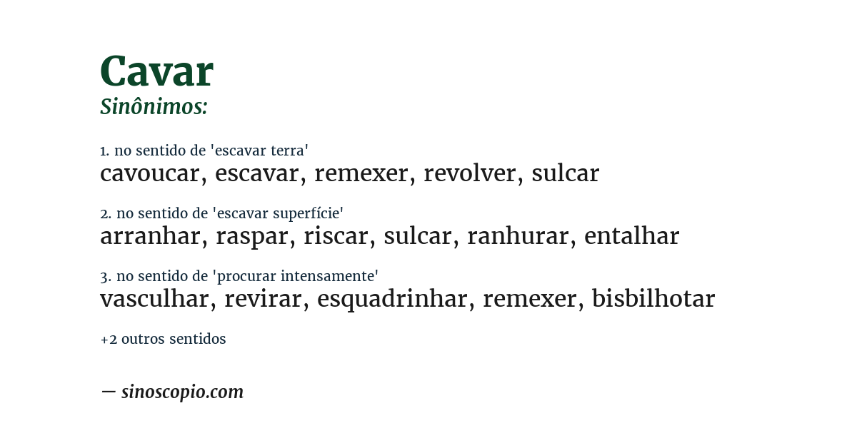 Sinônimo de cavar
