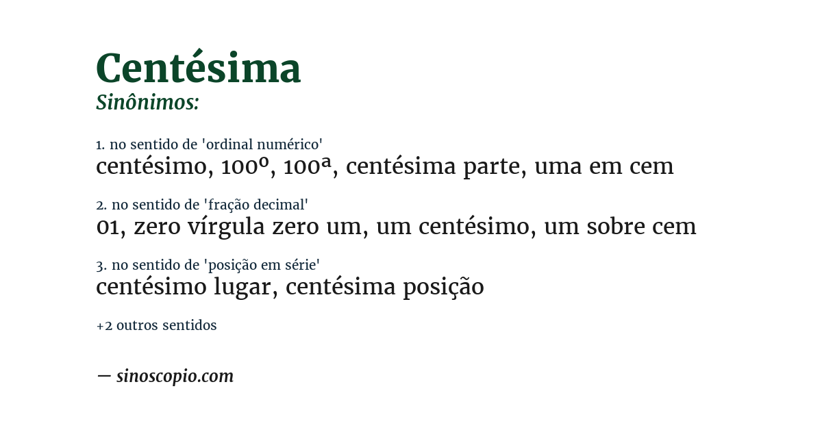 Sinônimo de centésima