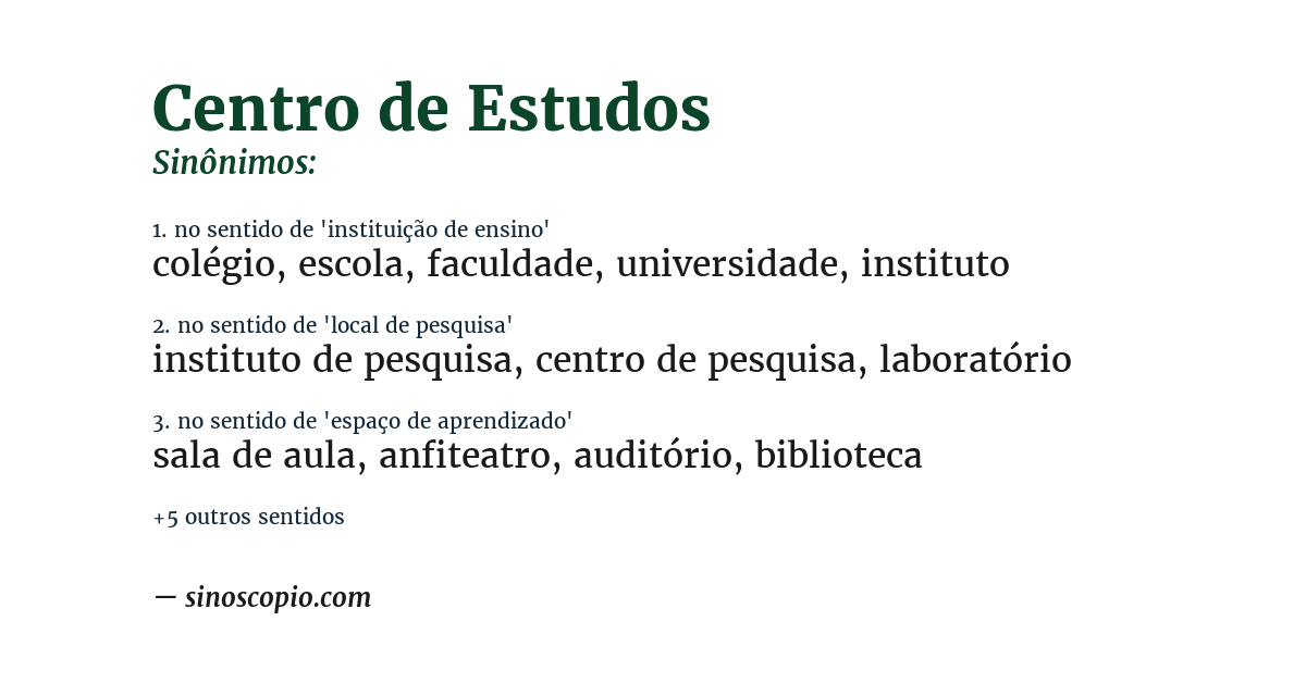 Sinônimo de centro de estudos