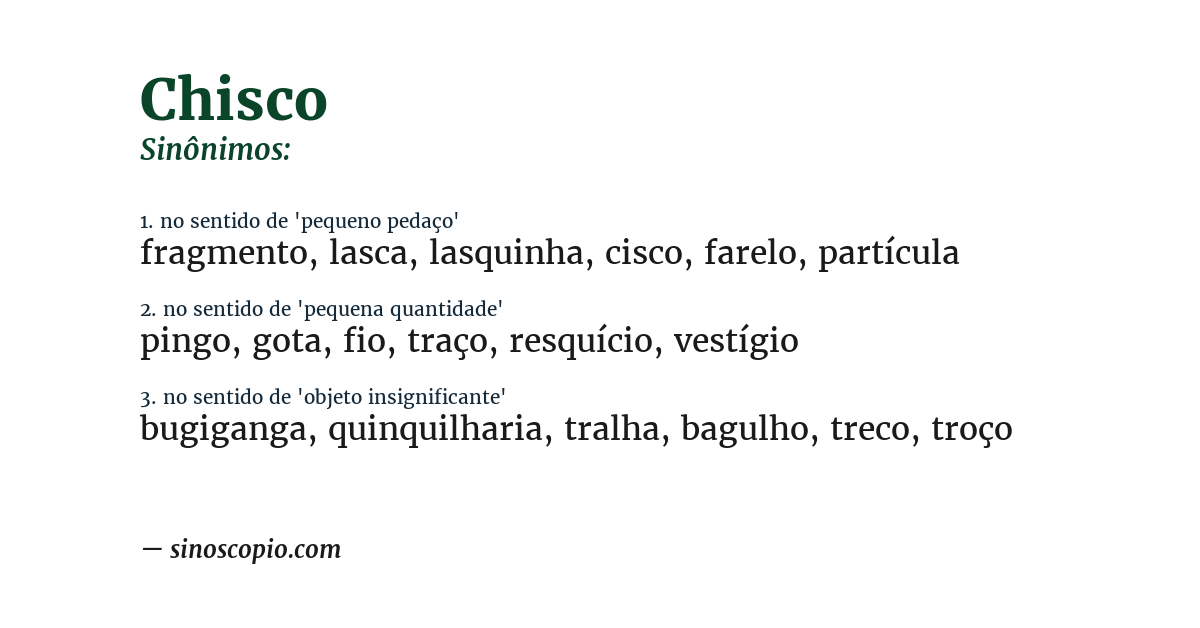 Sinônimo de chisco