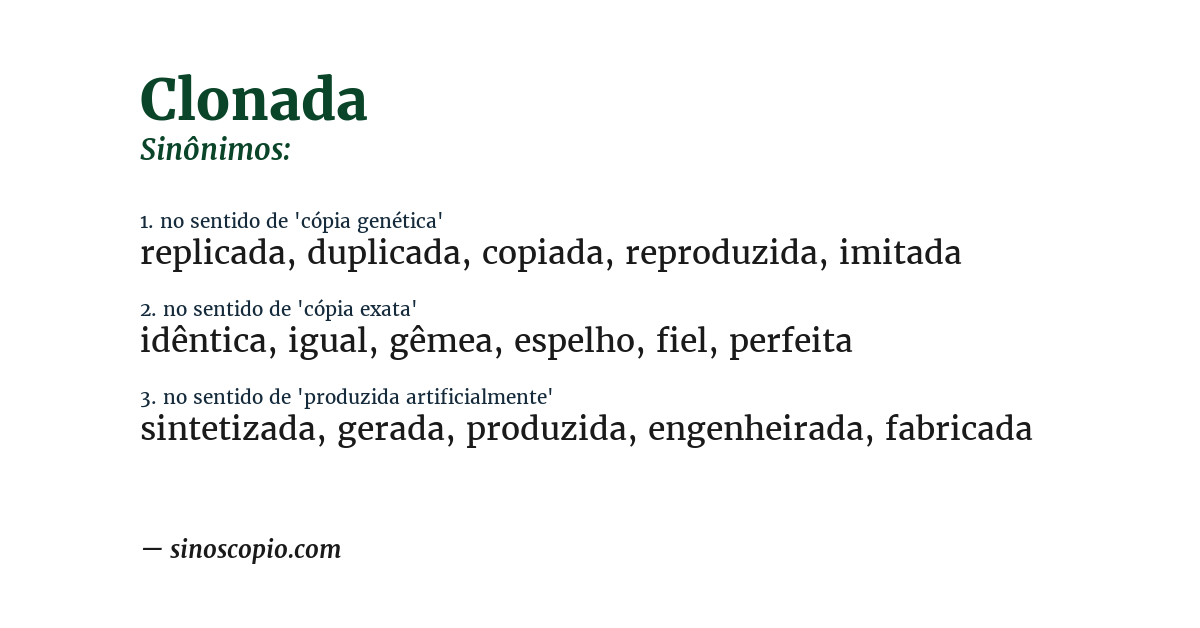 Sinônimo de clonada