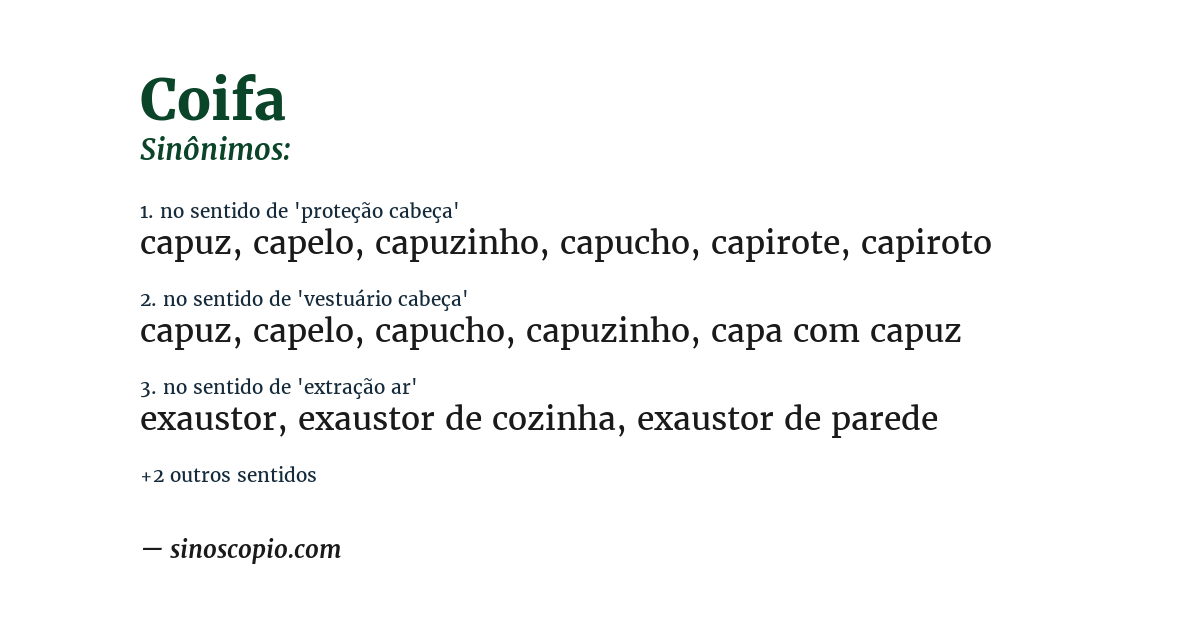 Sinônimo de coifa