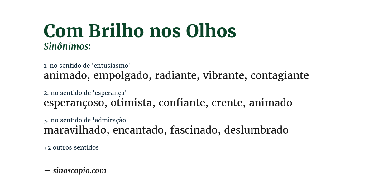 Sinônimo de com brilho nos olhos