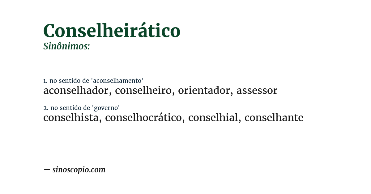 Sinônimo de conselheirático