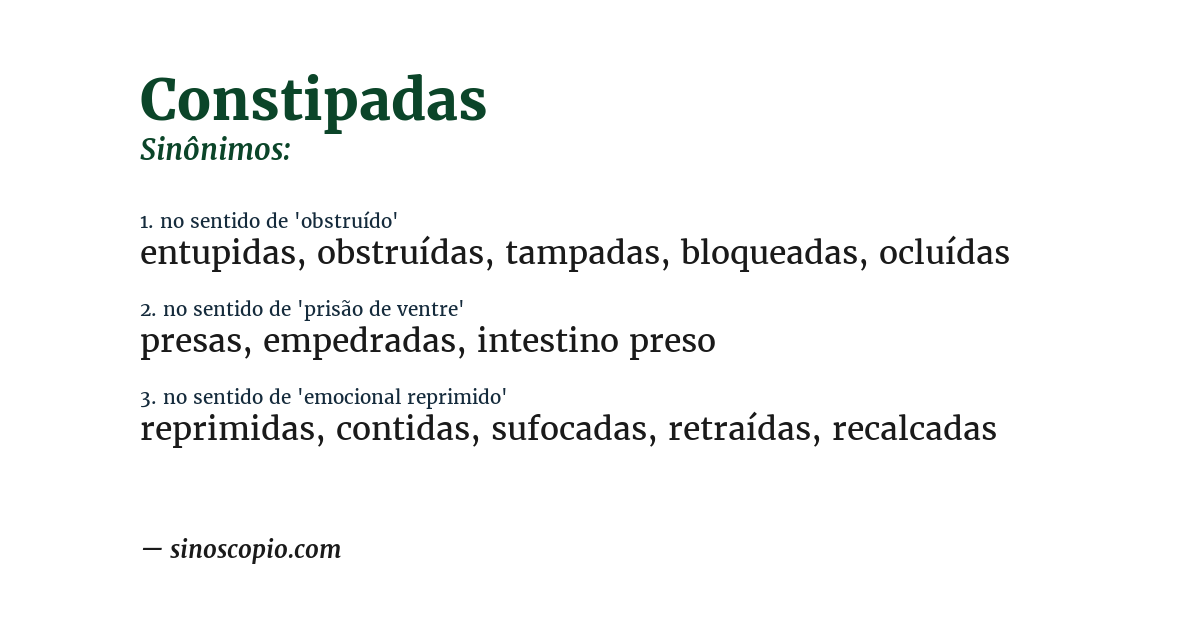 Sinônimo de constipadas