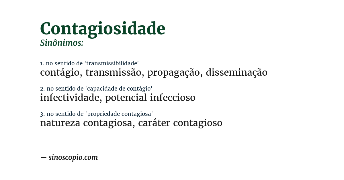 Sinônimo de contagiosidade