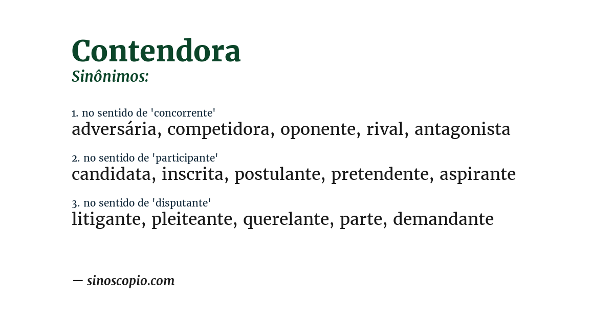 Sinônimo de contendora