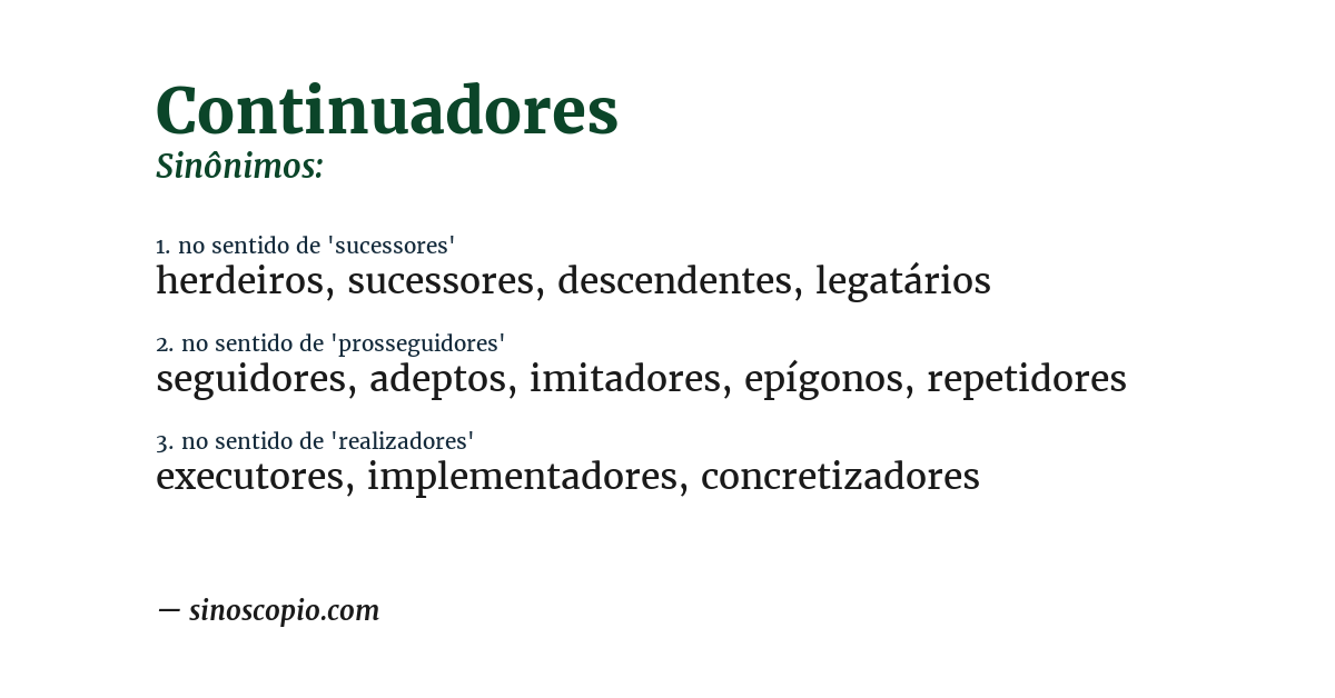 Sinônimo de continuadores
