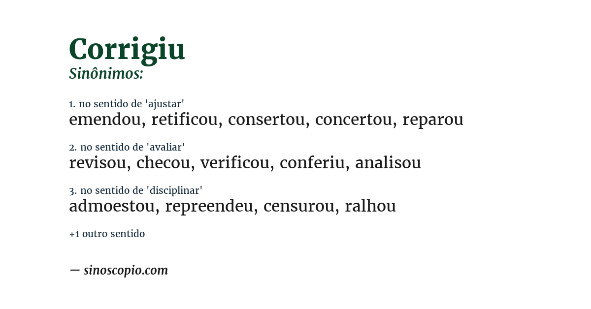 Sinônimo de corrigiu