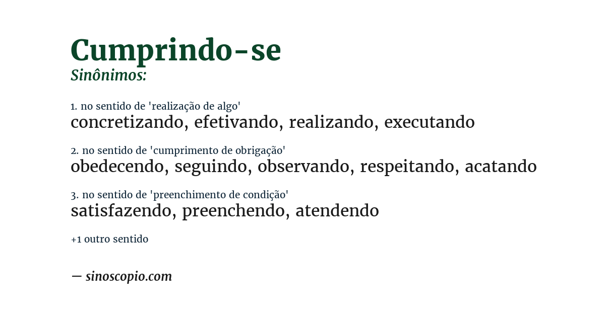 Sinônimo de cumprindo-se