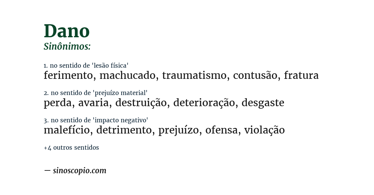 Sinônimo de dano