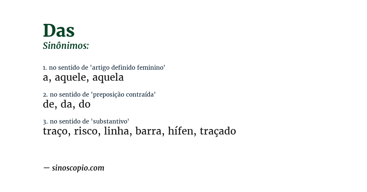 Sinônimo de das