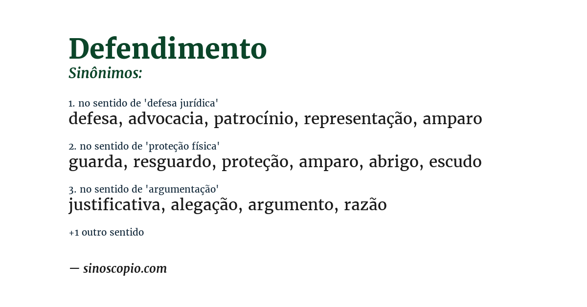 Sinônimo de defendimento