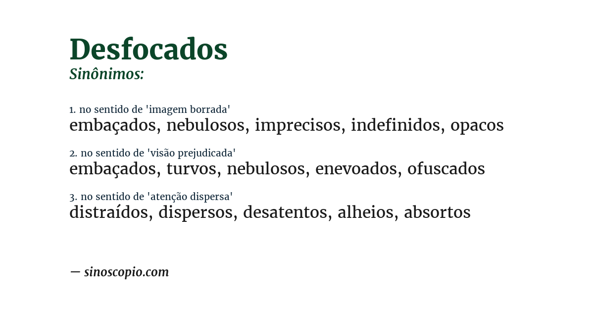 Sinônimo de desfocados