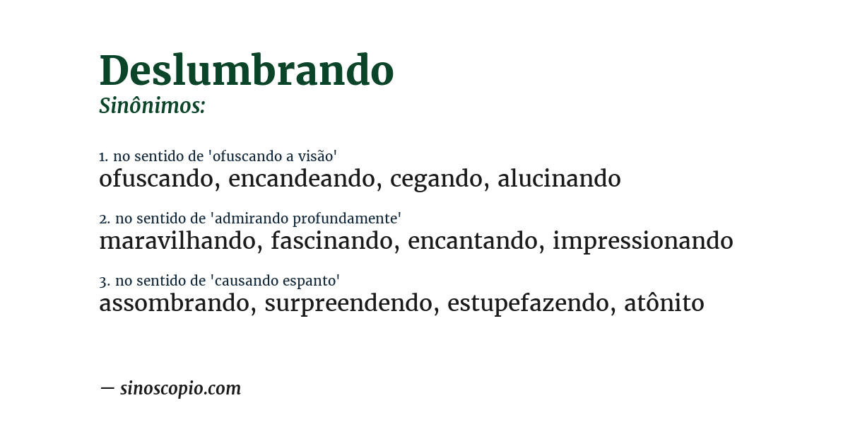 Sinônimo de deslumbrando