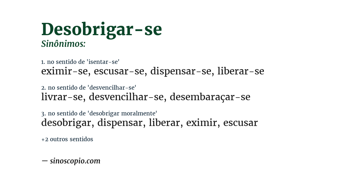 Sinônimo de desobrigar-se