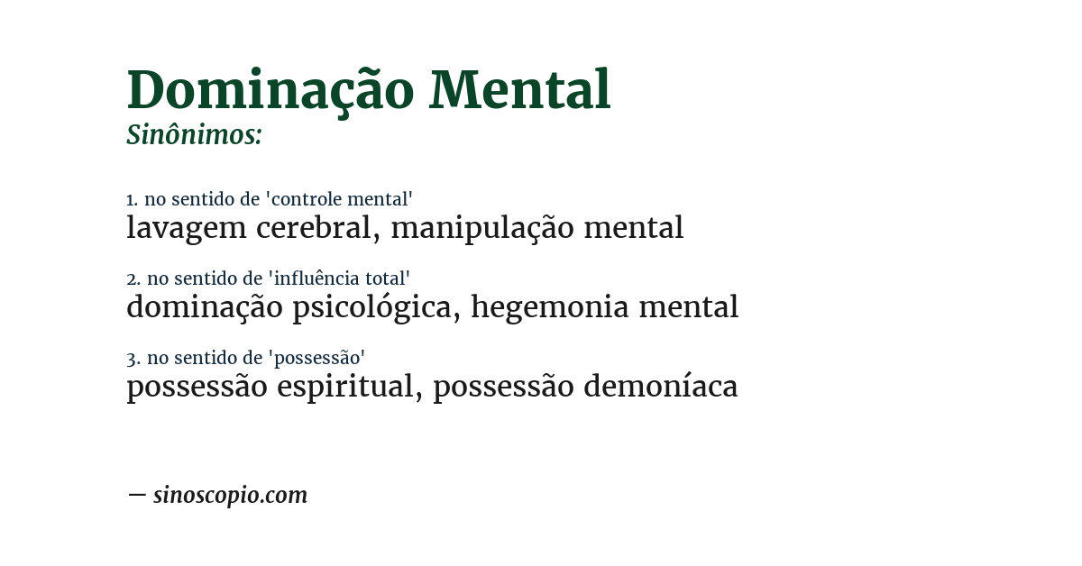 Sinônimo de dominação mental