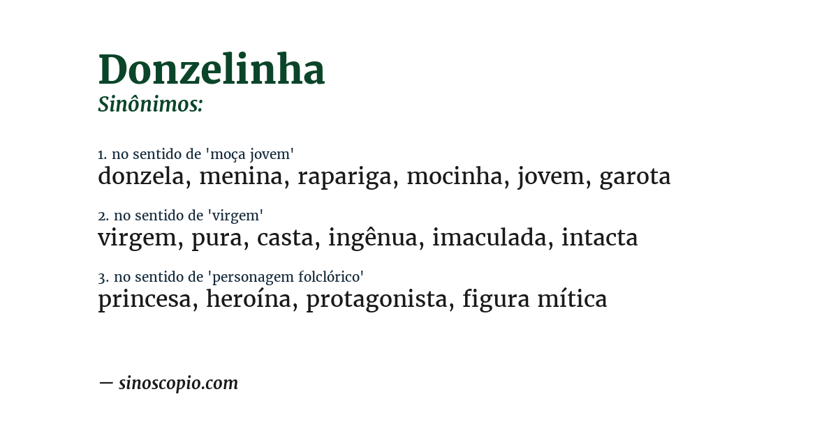 Sinônimo de donzelinha