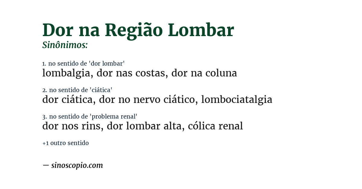 Sinônimo de dor na região lombar