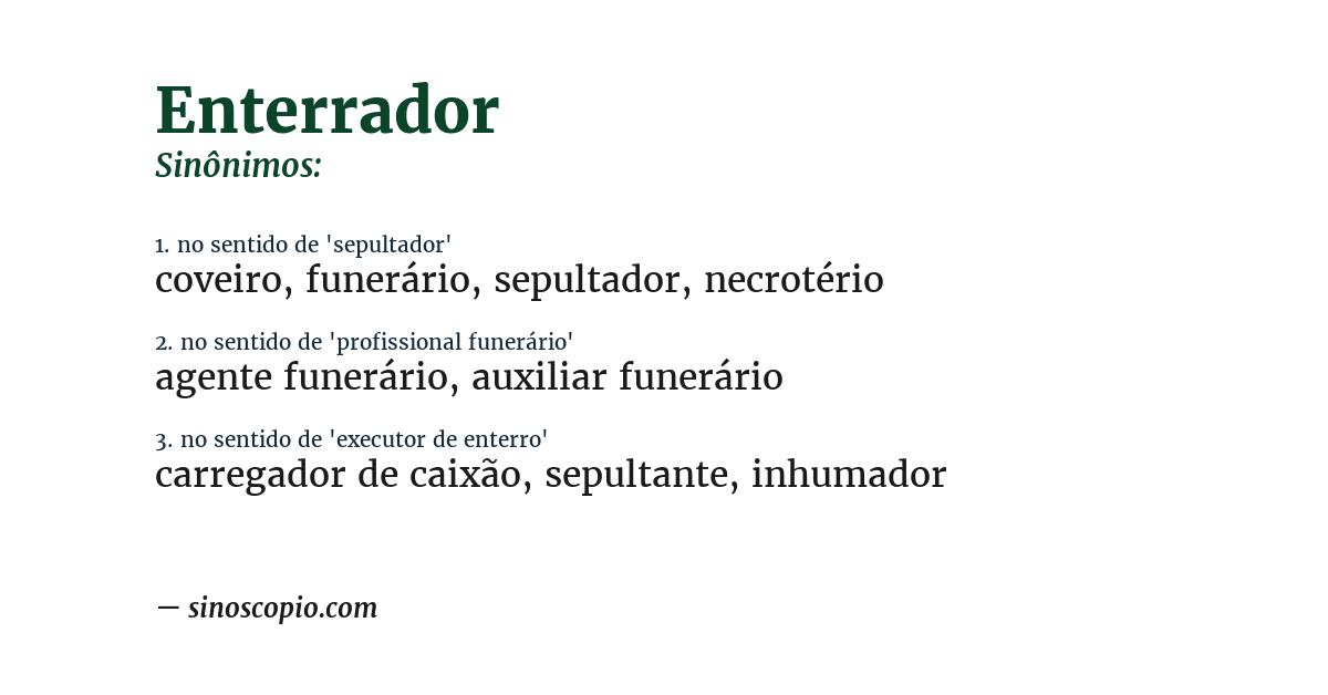 Sinônimo de enterrador