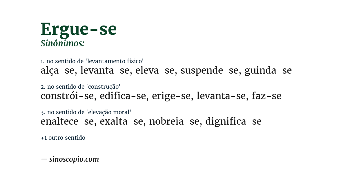 Sinônimo de ergue-se