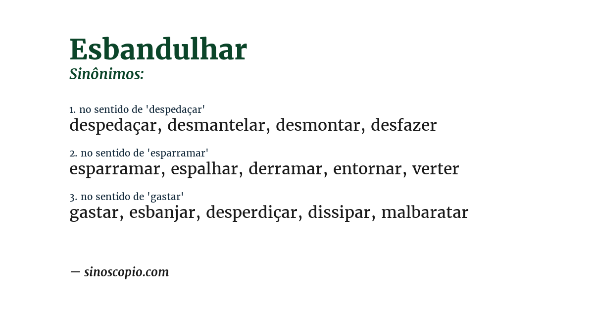 Sinônimo de esbandulhar