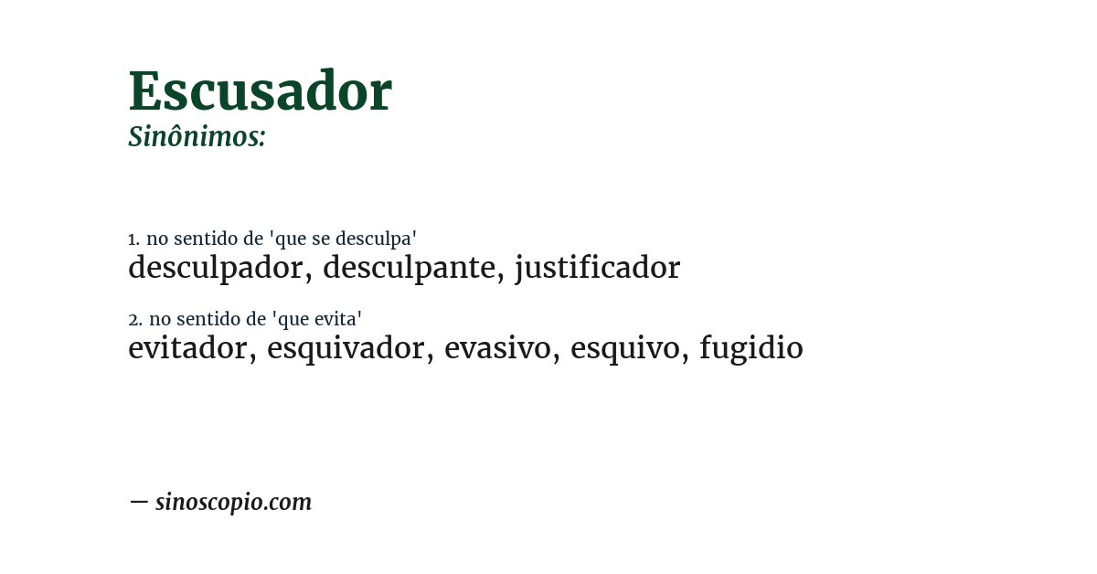 Sinônimo de escusador