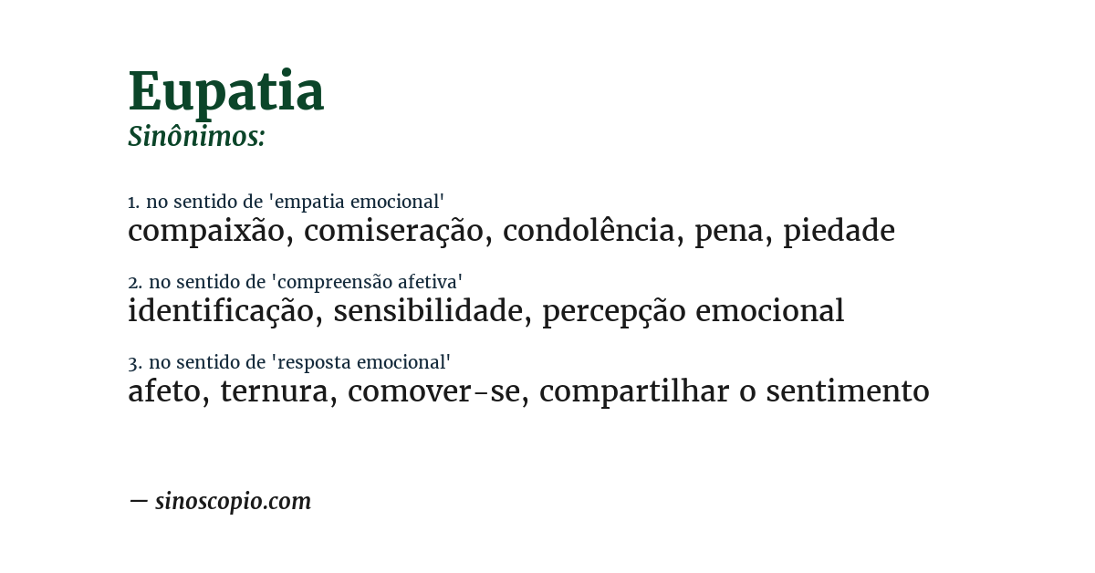 Sinônimo de eupatia