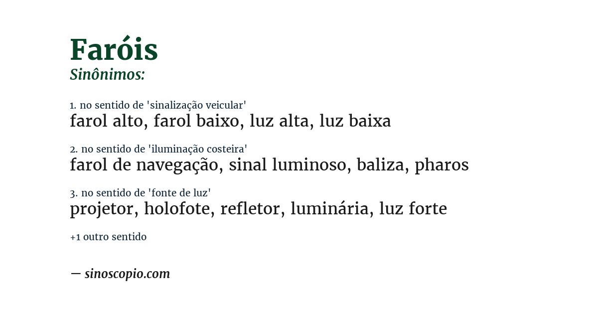 Sinônimo de faróis
