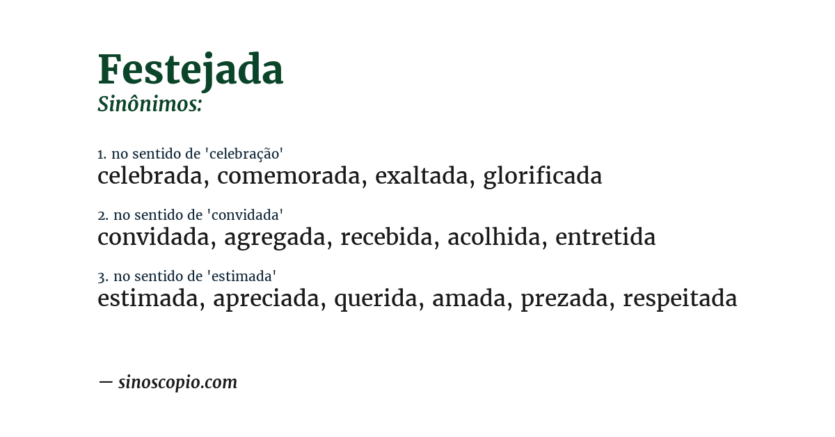 Sinônimo de festejada
