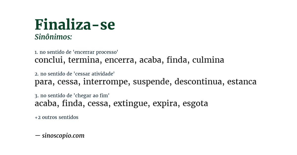 Sinônimo de finaliza-se