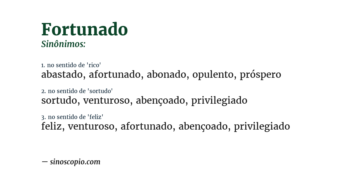 Sinônimo de fortunado