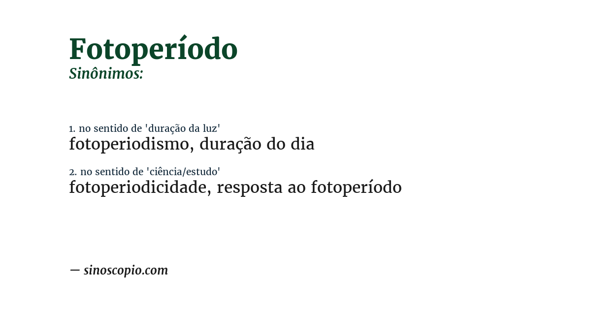 Sinônimo de fotoperíodo