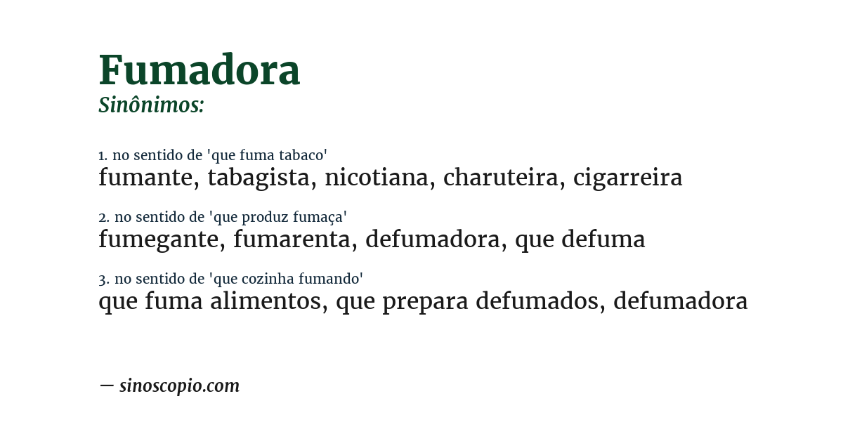 Sinônimo de fumadora